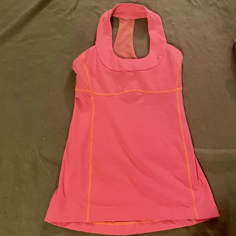 Lululemon Athletica Scoop Neck Neon Pink Orange Tank Top Women’s Size 4